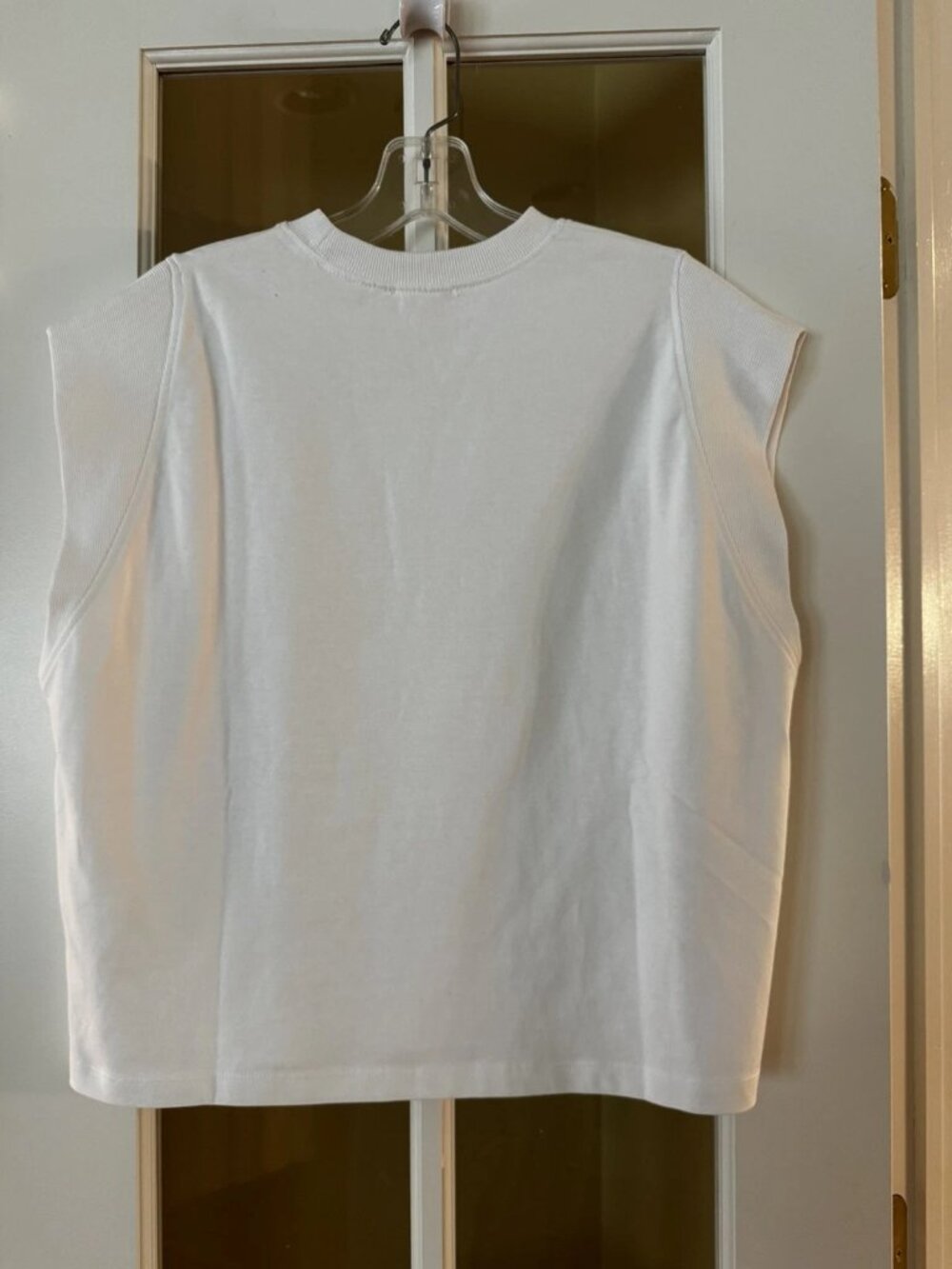 Zara Womens Basic Sleeveless Crew Neck Thick Cotton T-Shirt White Size Small NWT